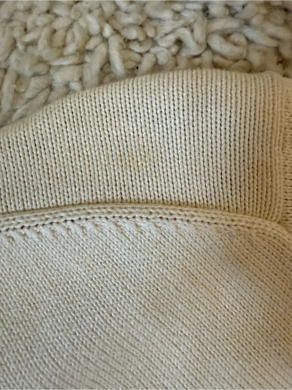 J. Crew Classic Crewneck Sweater with Contrast Stripe - Cream/Blue